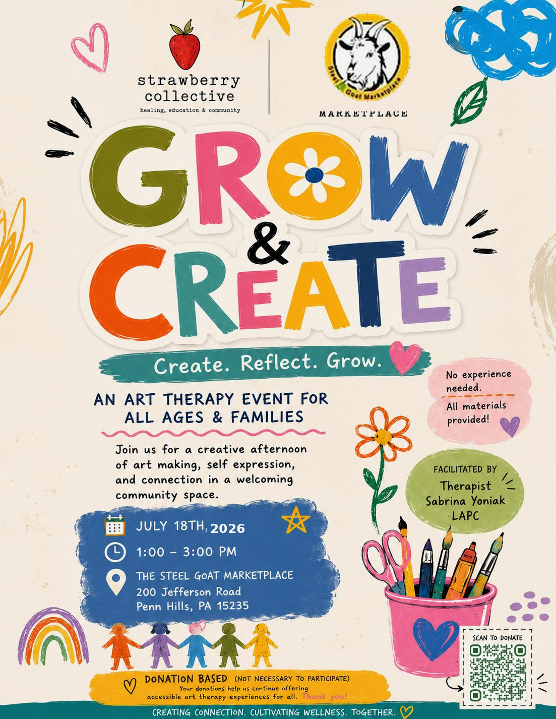 Grow & Create art therapy workshop flyer